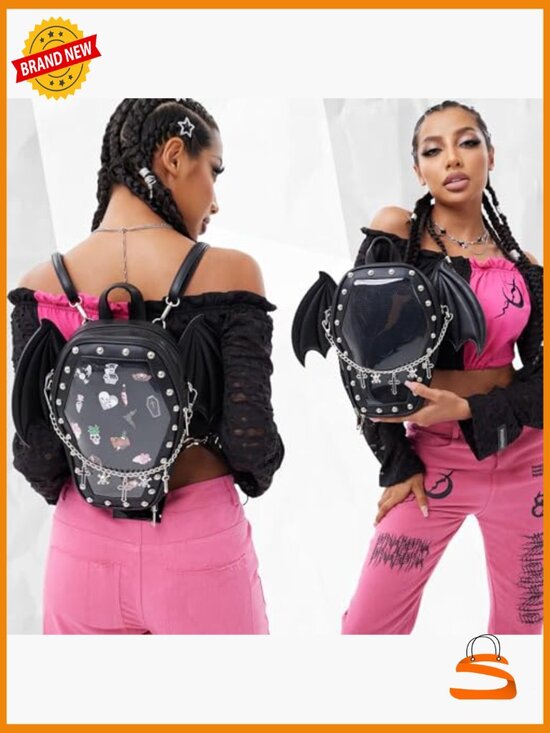 Gothic Coffin Shape Ita Backpack with Removable Insert for Pins main image 7